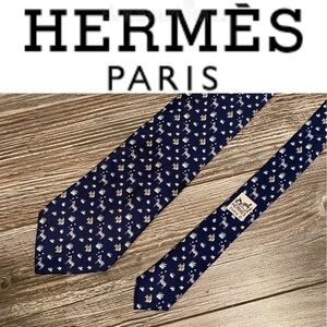 Hermes mens design silk slim tie